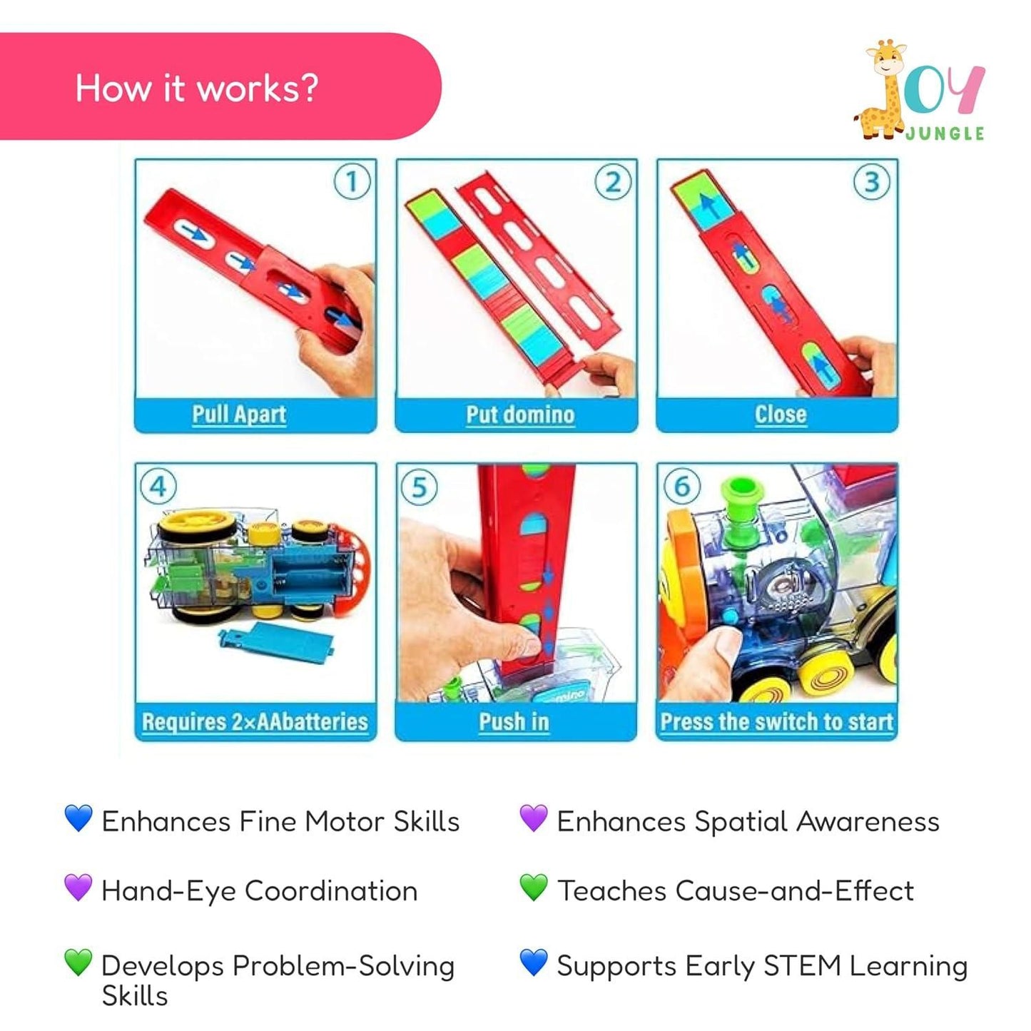 Kids Domino Train Car Set Sound Light Automatic Laying Domino Brick