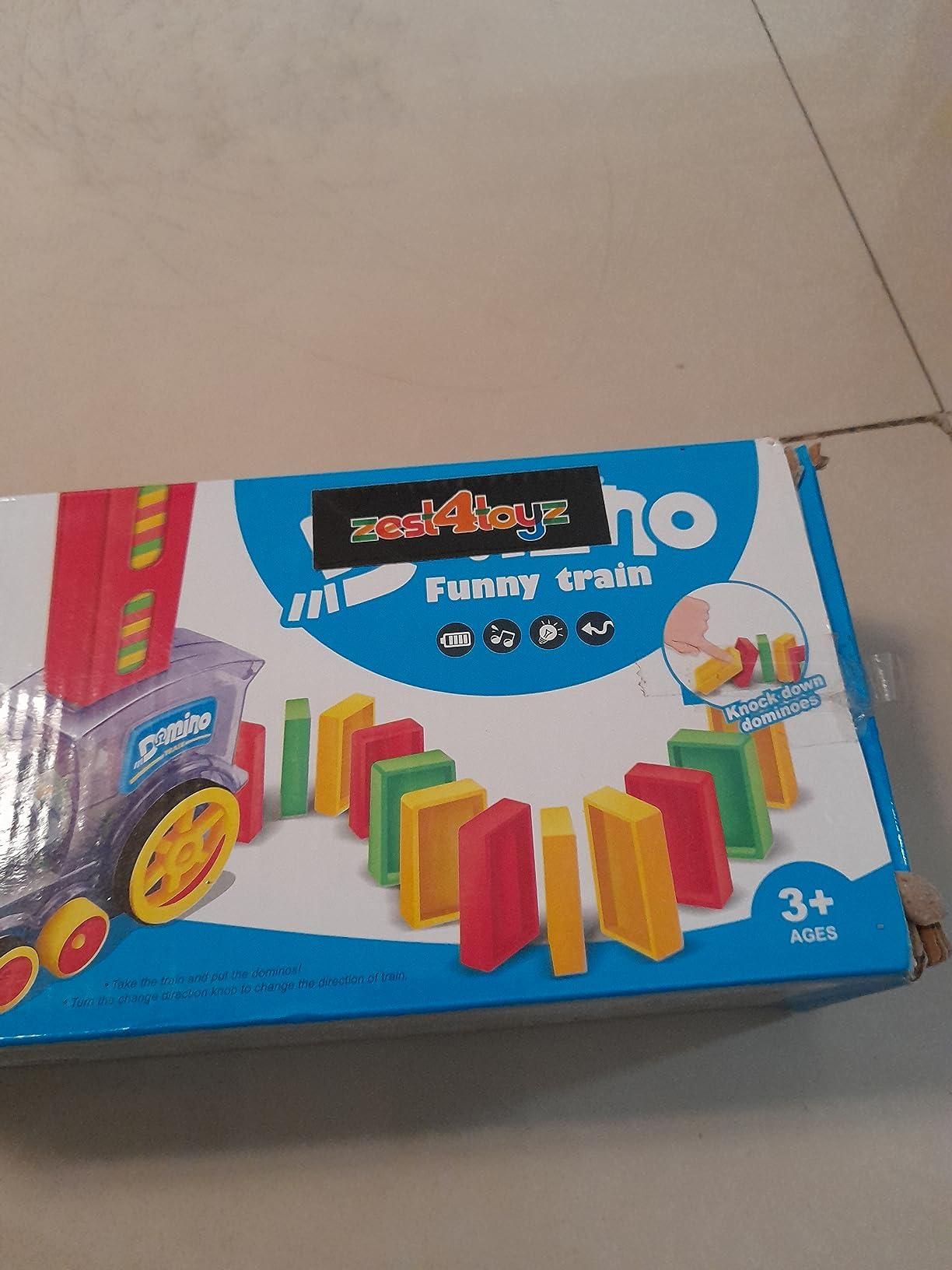 Kids Domino Train Car Set Sound Light Automatic Laying Domino Brick