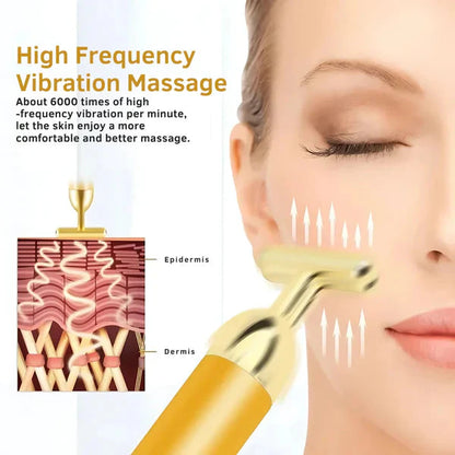 Gold 24K  Energy Beauty Bar Electric Facial Massage Roller