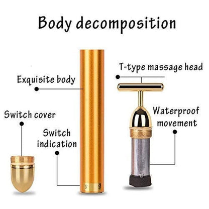 Gold 24K  Energy Beauty Bar Electric Facial Massage Roller