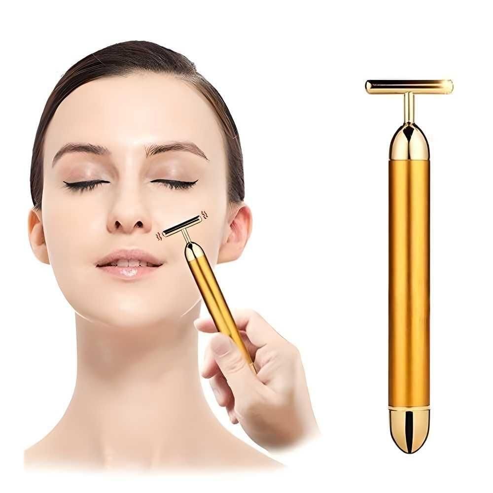 Gold 24K  Energy Beauty Bar Electric Facial Massage Roller