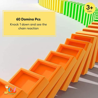 Kids Domino Train Car Set Sound Light Automatic Laying Domino Brick