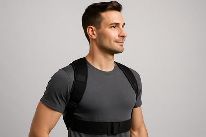 a men with adjustable posture corrector belt