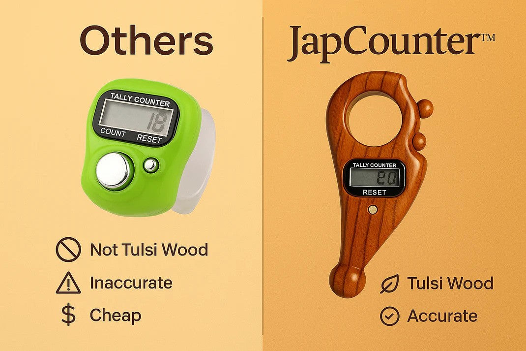 Tulsi Wooden Jap Counter -Manual Finger Rotating